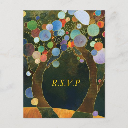 Love Trees (in Blue): Wedding RSVP Briefkaarten (Voorkant)