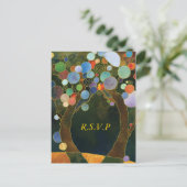 Love Trees (in Blue): Wedding RSVP Briefkaarten (Staand voorkant)