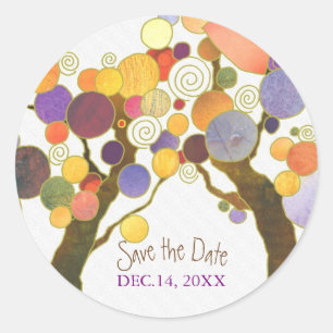 Love Trees Indie Wedding Save the Date Ronde Sticker