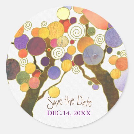 Love Trees Indie Wedding Save the Date Ronde Sticker (Voorkant)