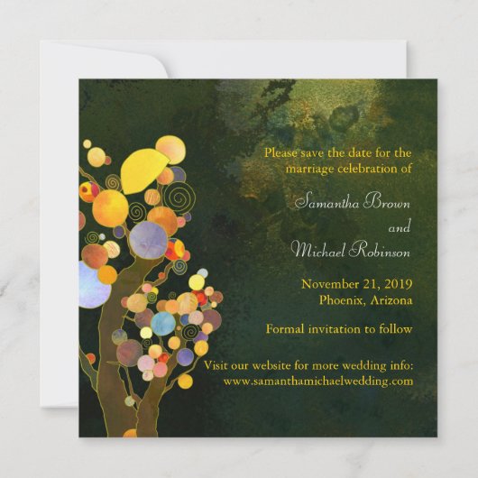 Love Trees Monogram Wedding Save The Date (Achterkant)