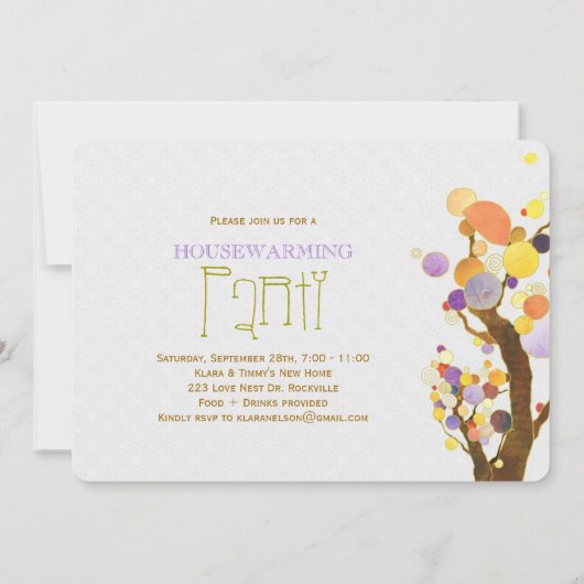 Love Trees New Home Housewarming Party Invitations Kaart (Achterkant)