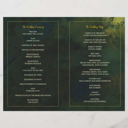 Love Trees Rustic Mariage BiFold Programme (Dos)