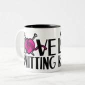 Love tricot graphique rose laine mug (Devant gauche)