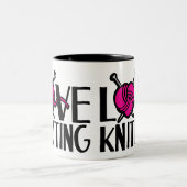 Love tricot graphique rose laine mug (Centre)