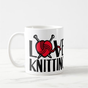 Love tricot graphique rouge laine mug