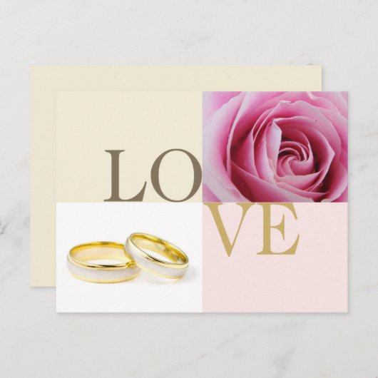 LOVE trouwringen custom save the date briefkaarten (Voorkant / Achterkant)