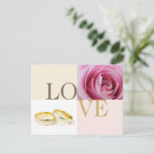 LOVE trouwringen custom save the date briefkaarten (Staand voorkant)