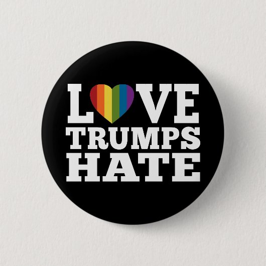 Love Trumps Hate Rainbow Heart - kan zwart bewerke Ronde Button 5,7 Cm (Voorkant)