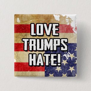 Love Trumps Hate Vierkante Button 5,1 Cm