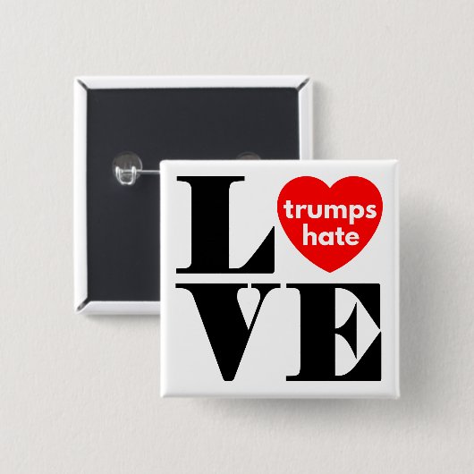 Love Trumps Hate Vierkante Button 5,1 Cm (Voorkant /achterkant)