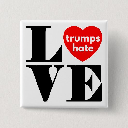 Love Trumps Hate Vierkante Button 5,1 Cm (Voorkant)