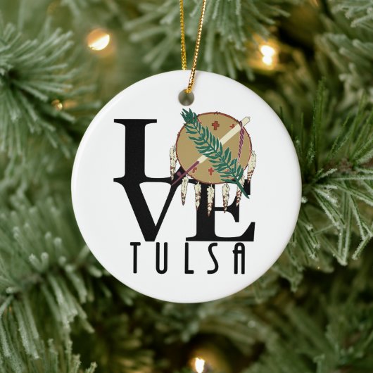 LOVE Tulsa Oklahoma Keramisch Ornament (Boom)