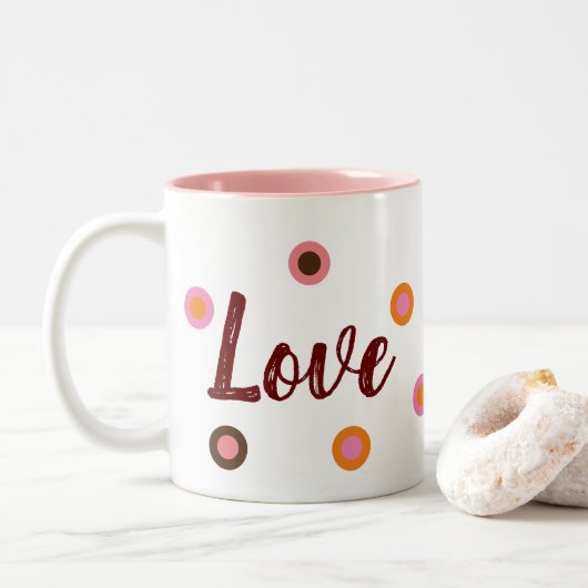 Love Tweekleurige Koffiemok (Met donut)