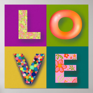 LOVE Type Couleur Texture Jouer Poster Simple