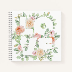 LOVE Typografie met waterverfrozen en groen Notitieboek