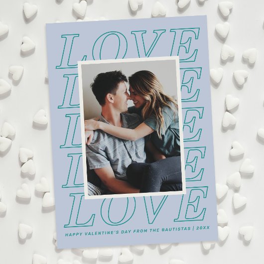 Love Typographie Carte Saint Valentin - Bleu