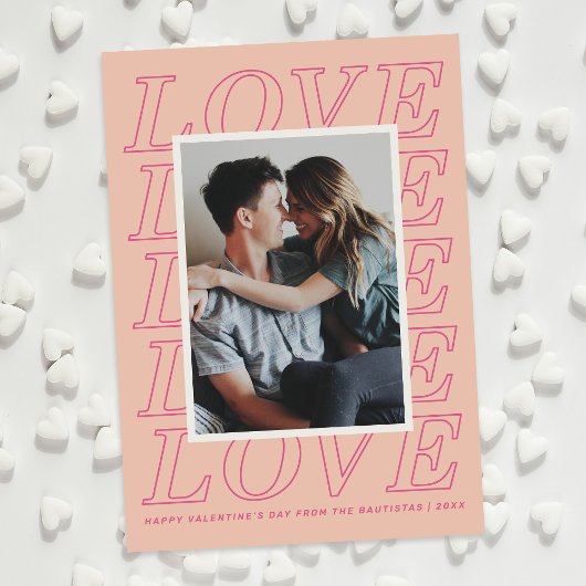 Love Typographie Carte Saint Valentin - Peach