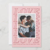 Love Typographie Carte Saint Valentin - Rose (Devant)