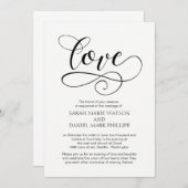Love Typographie Mariage Élégant Script Invitation (Devant / Derrière)
