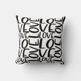 Love Typography Black White Text Pattern Kussen
