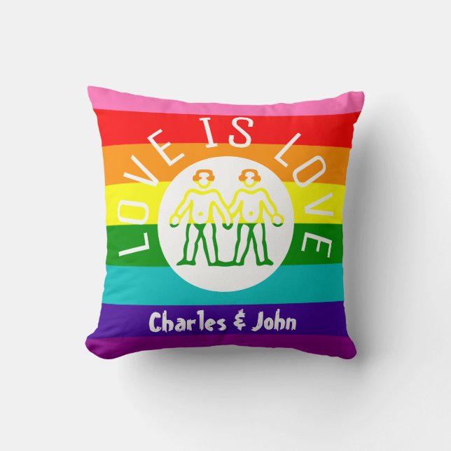 Love Typography Gay Pride LGBT Rainbow Kussen (Voorkant)