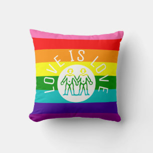 Love Typography Gay Pride LGBT Rainbow Kussen