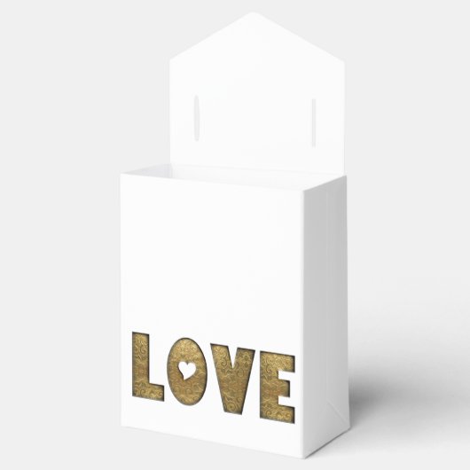 Love Typography Gold Elegant Wedding Verloving Bedankdoosjes (Geopend)