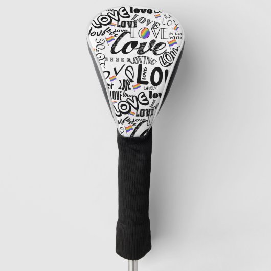 Love Typography Golf Head cover Pattern Design (Voorkant)