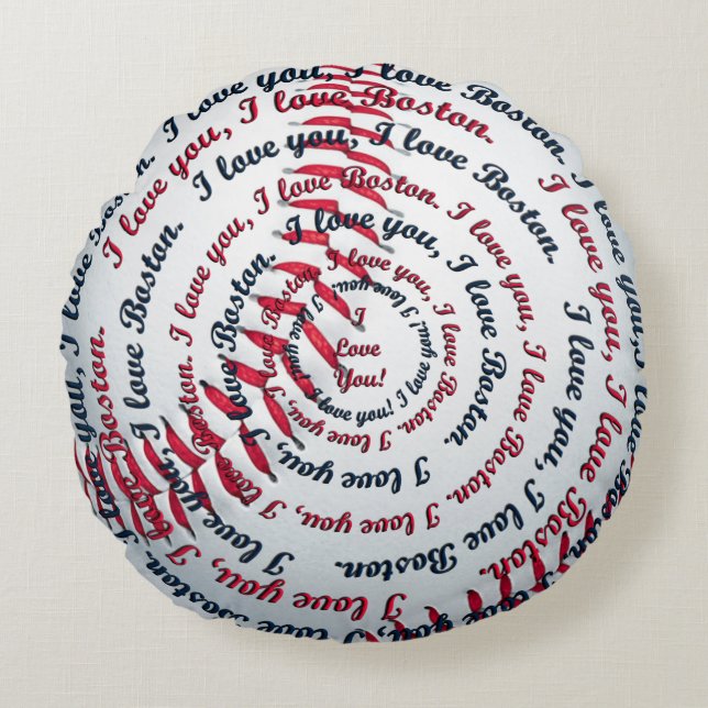 Love u Boston 02-Round Baseball Pillow Rond Kussen (Voorkant)