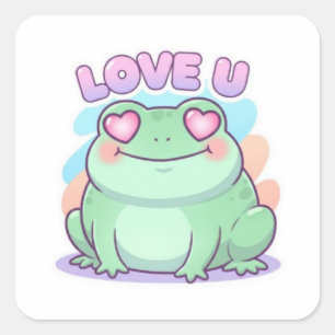 Love U Frog Sticker Schattige Hart Ogen Kikker Rom