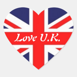 Love U.K.-Union Jack Flag Hart Sticker