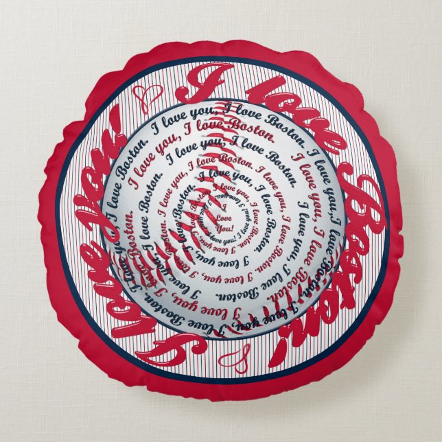 Love u Love Boston-Round Coussin de baseball (Devant)
