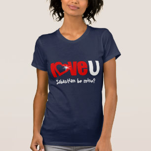 "love U" naam is mijn vonk white hart text top