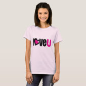 "love U" sparkle white hart zwart & hot roze t-shi T-shirt (Voorkant volledig)