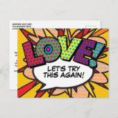 LOVE Uitgestelde Verandering van Datum Stripboek P Briefkaart (Voorkant / Achterkant)