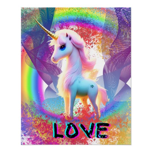Love Unicorn Rainbow Perfect Poster (Voorkant)