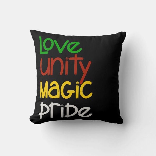 Love Unity Magic Pride Zwart Kussen (Voorkant)