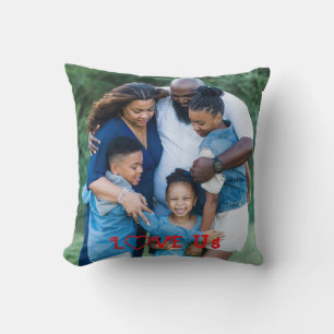 "LOVE US" Familiefoto PERSONALISEER het Kussen