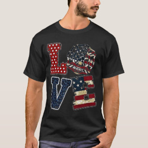 Love USA Firefighter American Flag 4 juli Thin R T-shirt