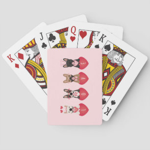 Love Valentijn French Bulldogs Pokerkaarten