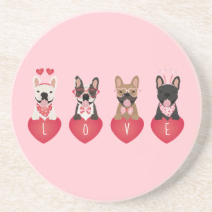 Love Valentijn French Bulldogs Zandsteen Onderzetter