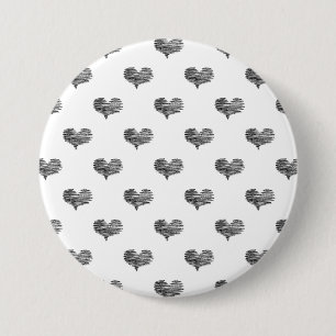 Love Valentijnsdag Black Heart Sketch Ronde Button 7,6 Cm