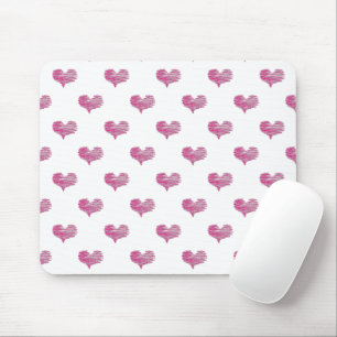Love Valentijnsdag Hot Pink Heart Sketch Muismat
