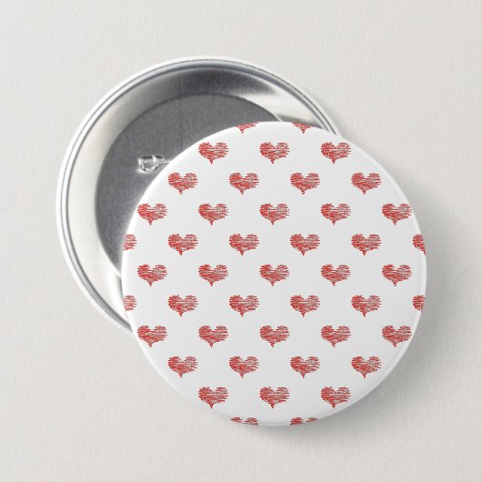 Love Valentijnsdag Red Heart Sketch Ronde Button 7,6 Cm (Voorkant /achterkant)