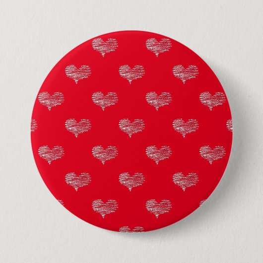 Love Valentijnsdag White Heart Sketch Ronde Button 7,6 Cm (Voorkant)