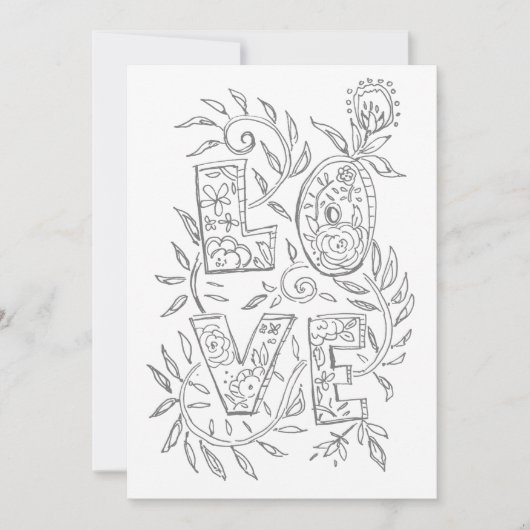 LOVE Valentine - Carte de coloration pour adultes (Devant)