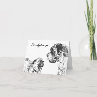 Love Valentines Couple Carlin Boxer chien Carte