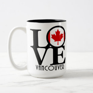 LOVE Vancouver (BC-vlag) 15 oz Tweekleurige Koffiemok