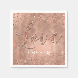 LOVE Verjaardag Nep Roze Gouden Glitter Feest Servet
